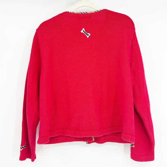 Jack B Quick Vintage Scottie Dog Bone Embroidered Novelty Cardigan Sweater XL - Picture 8 of 10